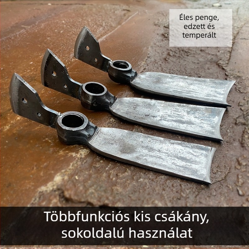 Többfunkciós kerti eszköz ásáshoz, kapáláshoz, faragáshoz, talaj fellazításához, bambusz-gyökérzetek kiásásához, zöldségek ültetéséhez, horgászathoz és cordyceps gyűjtéséhez.