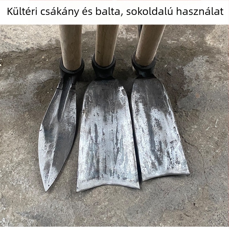 Többfunkciós kerti eszköz ásáshoz, kapáláshoz, faragáshoz, talaj fellazításához, bambusz-gyökérzetek kiásásához, zöldségek ültetéséhez, horgászathoz és cordyceps gyűjtéséhez.