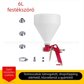King kőhatású festék spray pisztoly, 6 L, piros, műanyag tartály, felhasználás festésre és cementhabarcs permetezésére