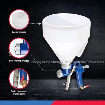 King kőhatású festék spray pisztoly, 6 L, piros, műanyag tartály, felhasználás festésre és cementhabarcs permetezésére
