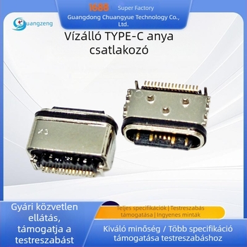 Vízálló Type-C 16P panelre szerelhető női csatlakozó, három pozicionáló tűvel, hossz 6,50 mm, IP68