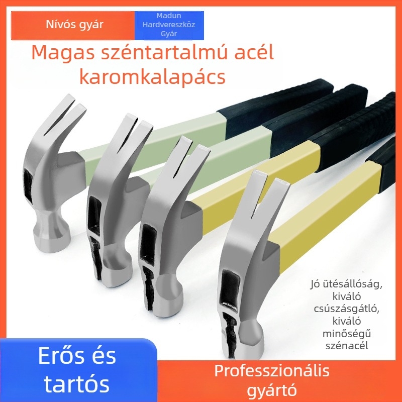 Csúszásmentes karmás kalapács izolált fenolos nyelekkel, 0,5 kg, szögkihúzó
