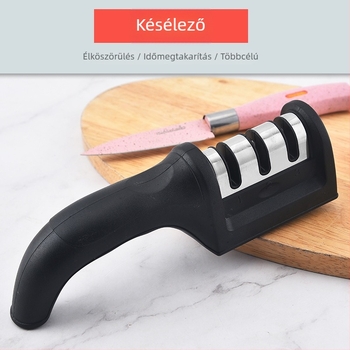 Kézben tartható háromfokozat köszörűkő késéhez, durva, közepes és finom szemcsékkel, otthoni használatra a konyhában