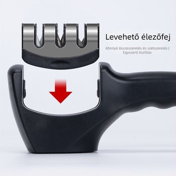 Leválasztható csúszásmentes élező kő, kézi háromfokozatú élező rúd konyhai késekhez és ollókhoz, fixált szöggel