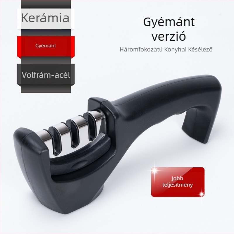 Leválasztható csúszásmentes élező kő, kézi háromfokozatú élező rúd konyhai késekhez és ollókhoz, fixált szöggel