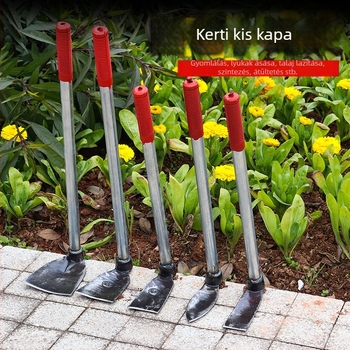 Kovácsolt virágágyás kapa, teljes acél szerkezet, 50 cm hosszú, fák gyökereihez