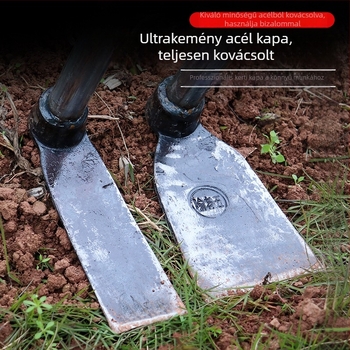 Kovácsolt virágágyás kapa, teljes acél szerkezet, 50 cm hosszú, fák gyökereihez
