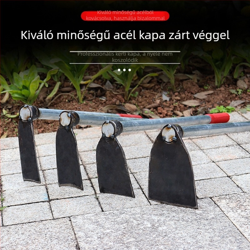 Kovácsolt virágágyás kapa, teljes acél szerkezet, 50 cm hosszú, fák gyökereihez