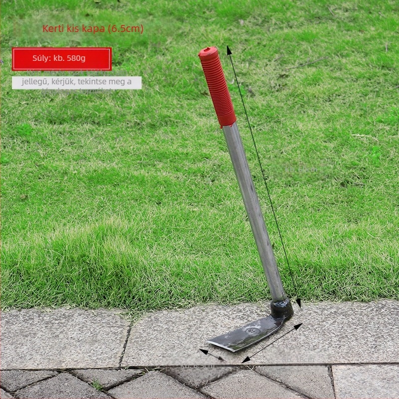 Kovácsolt virágágyás kapa, teljes acél szerkezet, 50 cm hosszú, fák gyökereihez