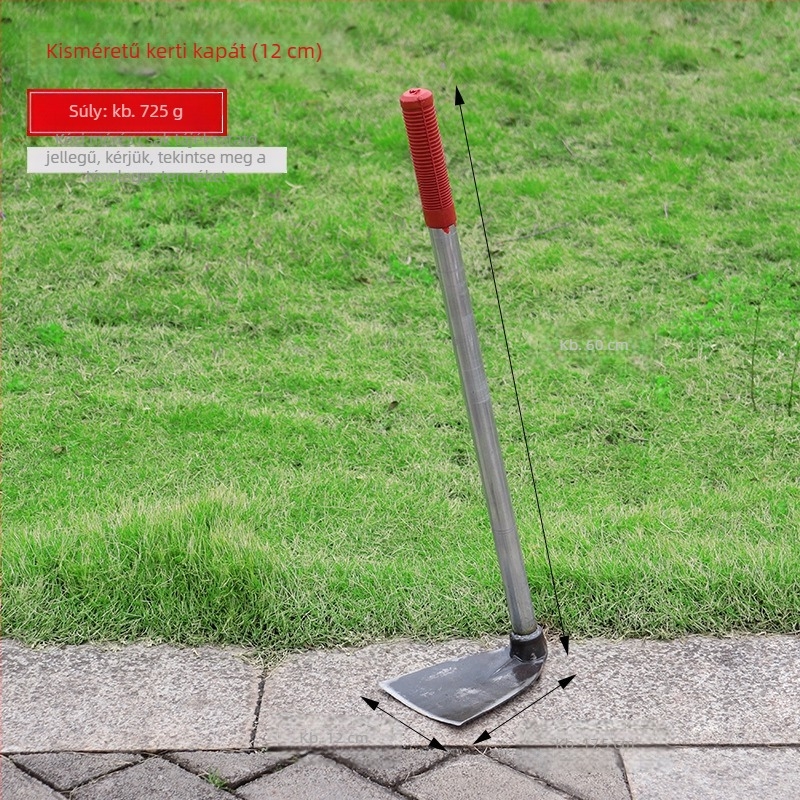 Kovácsolt virágágyás kapa, teljes acél szerkezet, 50 cm hosszú, fák gyökereihez