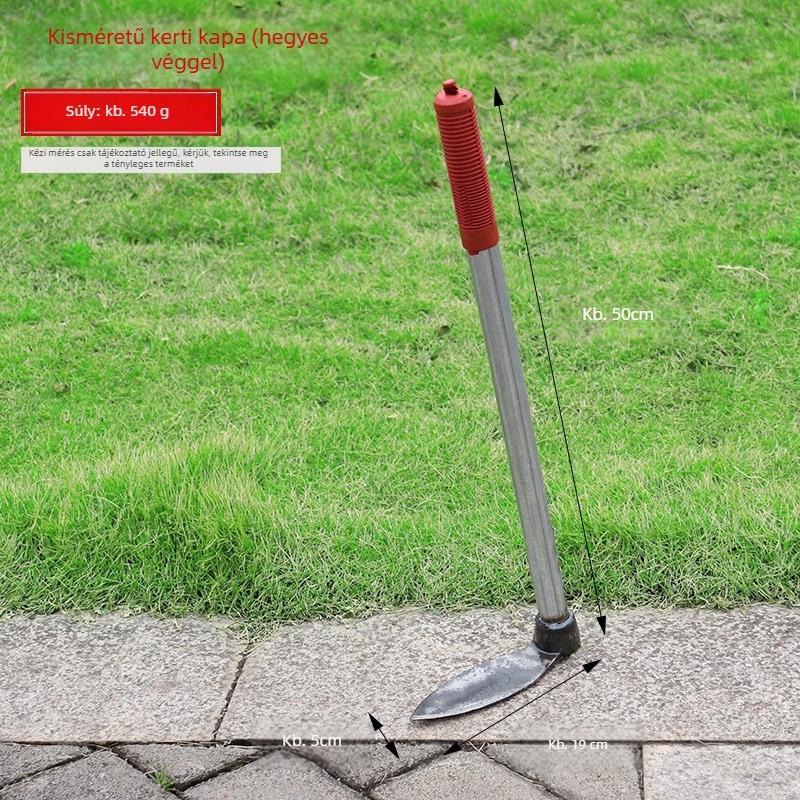 Kovácsolt virágágyás kapa, teljes acél szerkezet, 50 cm hosszú, fák gyökereihez