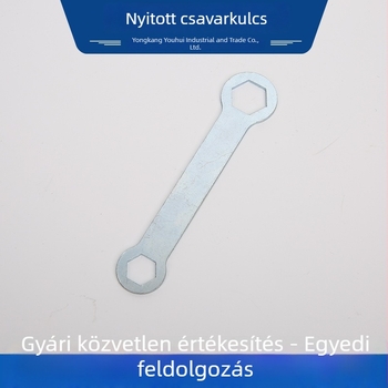 Kétfejű nyitott végű kulcs, szilva virág motívummal, metrikus