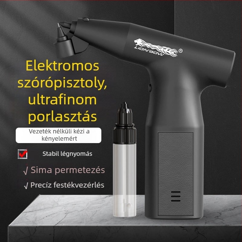 Újratölthető festékszóró pisztoly levegőpumpás kompresszorral autó belső terének javításához, kerékfelületek javításához és latex festék használatához