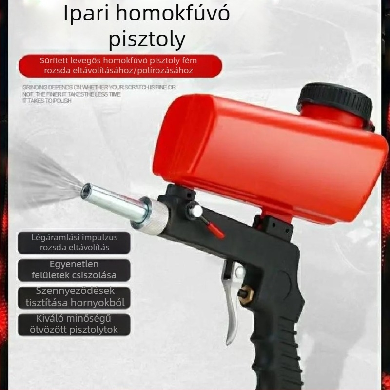 Kézben tartható hordozható pneumatikus homokfújó pisztoly, kompakt méretű, pneumatikus szerszámokhoz