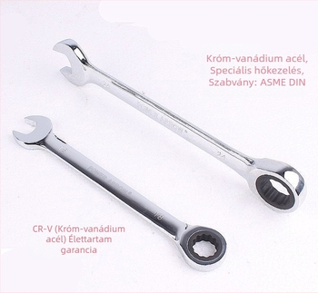 CR-V króm-vanádium acél, 6–32 mm racsnis kulcs kettős funkciójú, nyitott Torx