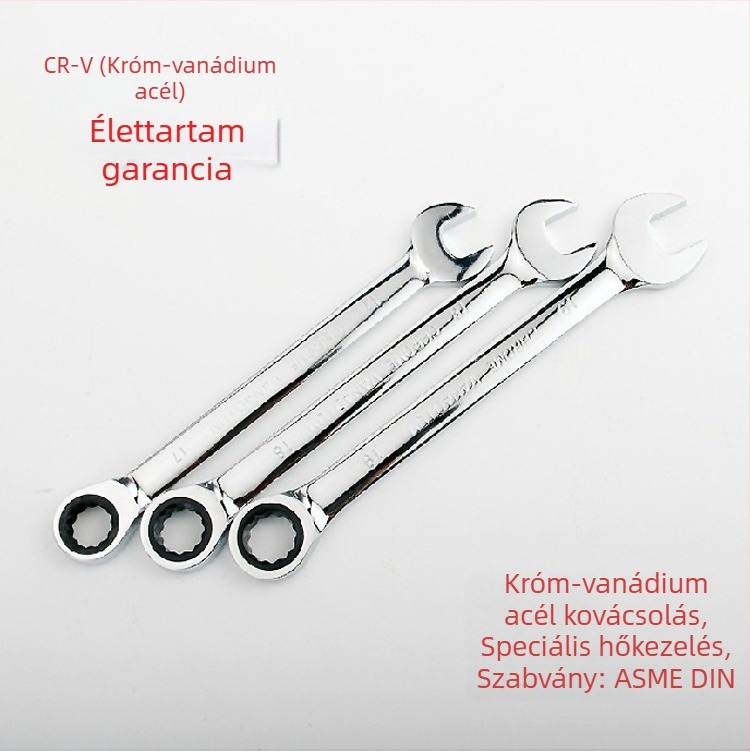 CR-V króm-vanádium acél, 6–32 mm racsnis kulcs kettős funkciójú, nyitott Torx