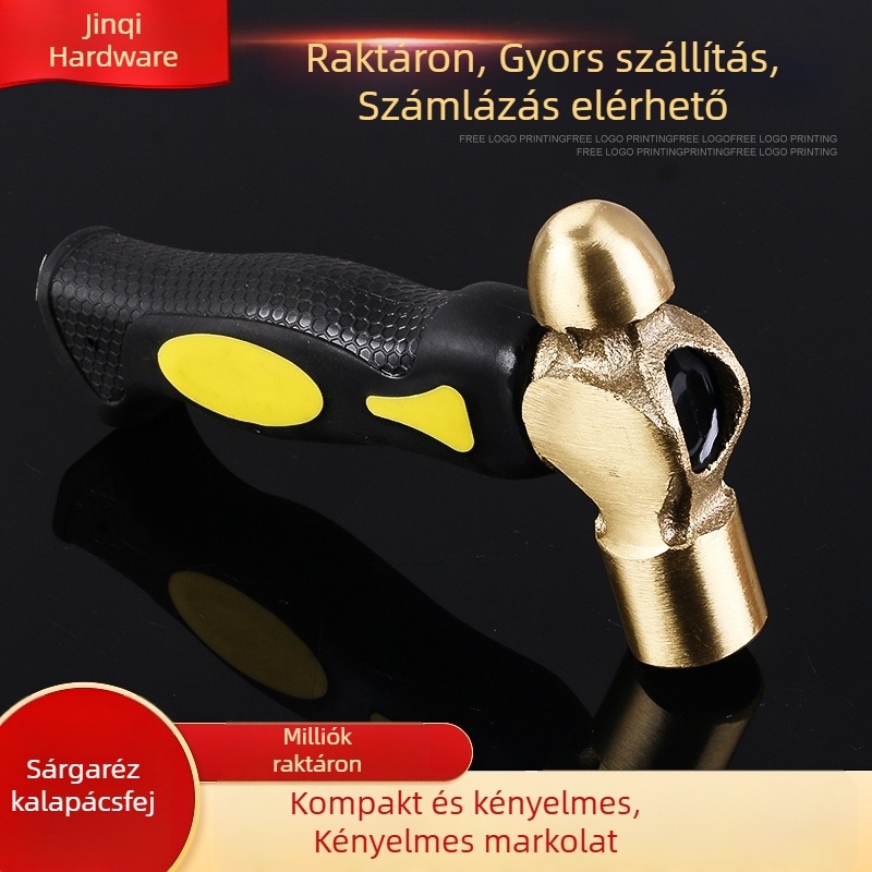 Mini bronz kalapács, robbanásbiztos, kétoldalas gravírozó kalapács műanyag markolattal, modell K2802