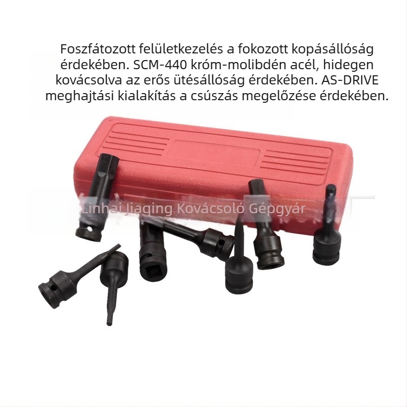 1/2 hüvelykes CR-MO pneumatikus hatszögletű alátétkészlet, H-, M- és T-típusok