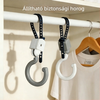Többfunkciós S-alakú akasztó lógó rúdra, levehető pántzár, gardróbban tárolható táskák