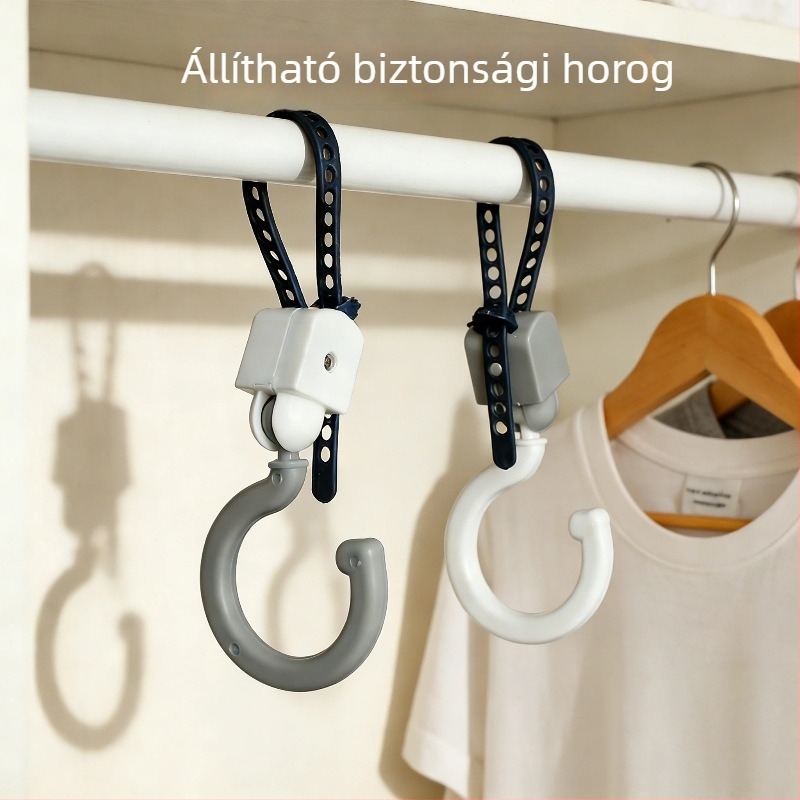 Többfunkciós S-alakú akasztó lógó rúdra, levehető pántzár, gardróbban tárolható táskák