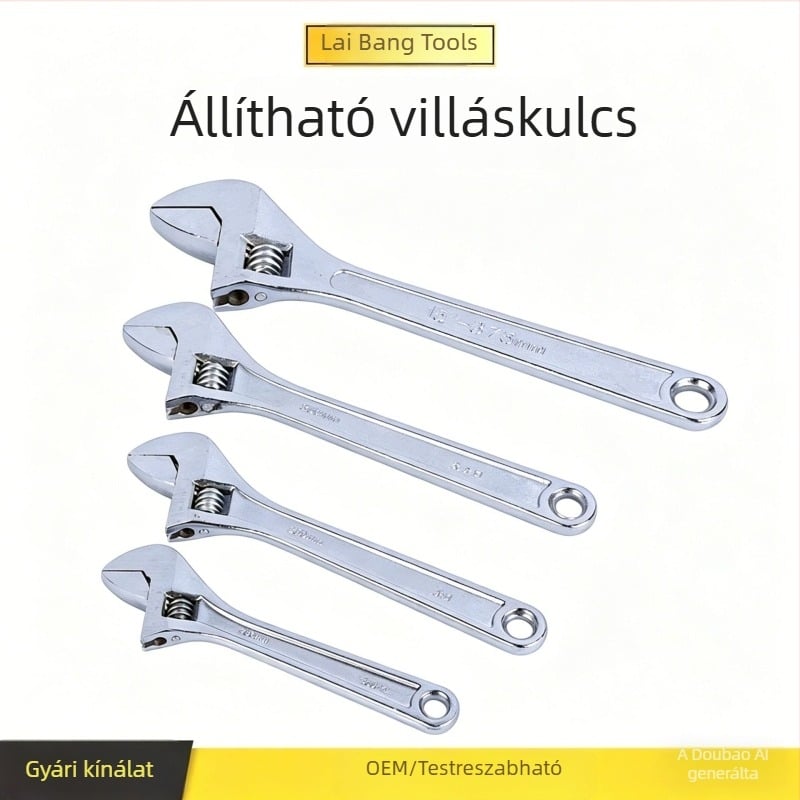 Állítható csavarkulcs készlet 8, 10, 12, 15 és 18 hüvelykes méretben
