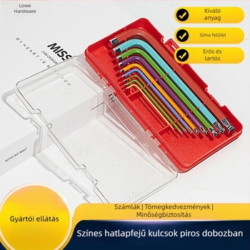 L alakú hex kulcs készlet piros dobozban