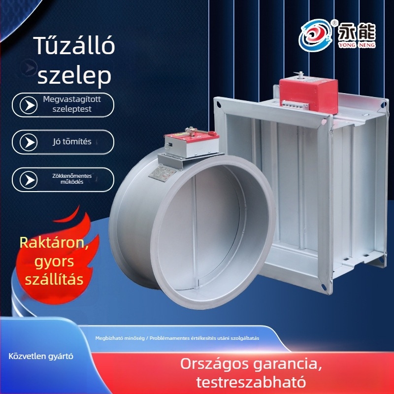Robbanásbiztos elektromos tűzvédelmi csappantyú, állítható négyzetes vagy kerek kivitel, 280°, rozsdamentes acél