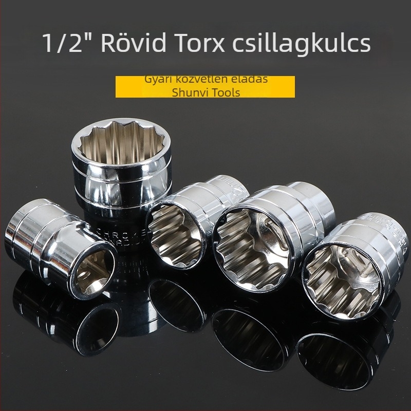 1/2 hüvelykes hajtófej Torx/12-nyílású, metrikus 12.5 mm sorozat, 8–32 mm csatlakozók