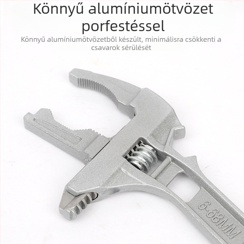 Egyedi, többfunkciós alumíniumötvözetű fürdőszobai csőfogó – állítható, nagy nyílással és rövid nyéllel, csaptelepekhez