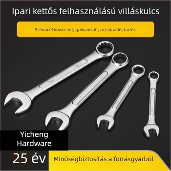 Kétvégű kombinált kulcs króm-vanádium acélból, félfényes felület, 6–24 mm, többfunkciós kulcs virág alakú nyílással