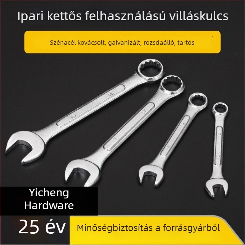 Kétvégű kombinált kulcs króm-vanádium acélból, félfényes felület, 6–24 mm, többfunkciós kulcs virág alakú nyílással