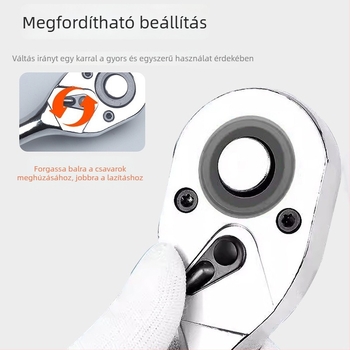 Szűk helyekhez tervezett gyorskioldású racsnis kulcs, dupla fejű mini racsnis kulcs, 1/4-inch meghajtású csatlakozókulcs