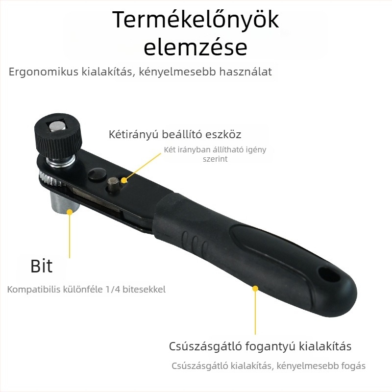 1/4 hüvelykes mini tekerőkulcs bit adapterrel
