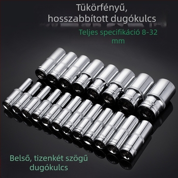 1/2 hüvelykes hosszabbított aljzat, 12-élű felület, tükrös bevonatú racsnis kulcs