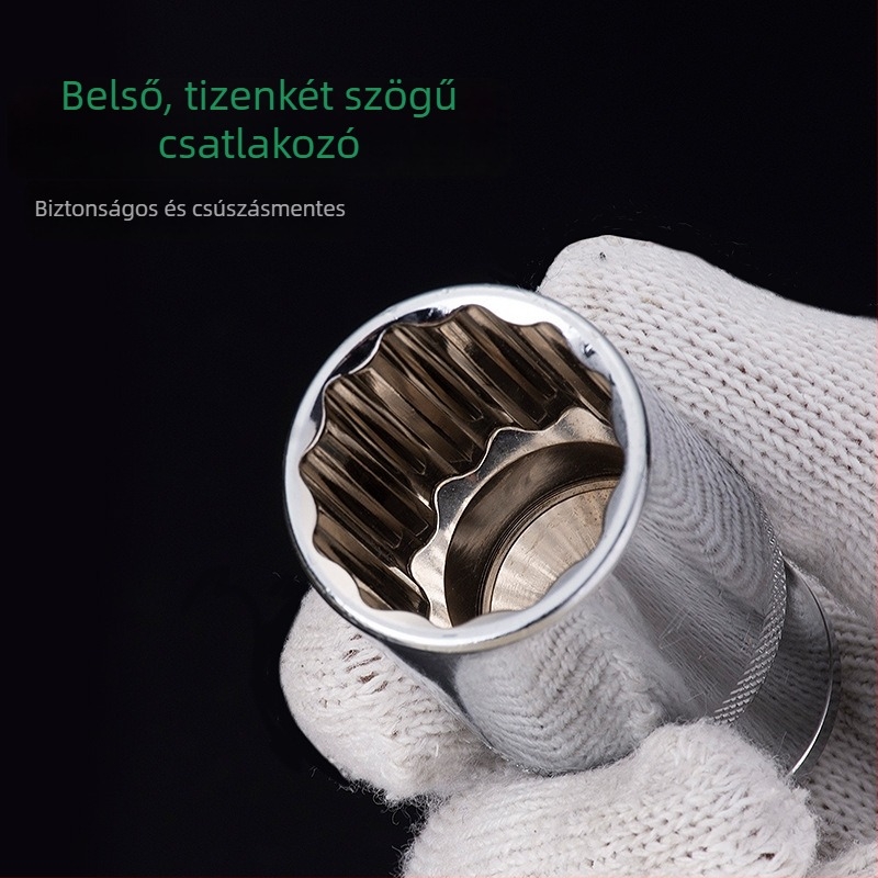 1/2 hüvelykes hosszabbított aljzat, 12-élű felület, tükrös bevonatú racsnis kulcs