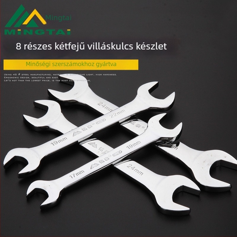 Mingtai hardver eszközök, tükrös-polírozott kettős végű nyitott végű kulcsok, villa lemez, 8 darabos készlet, 10 darabos készlet