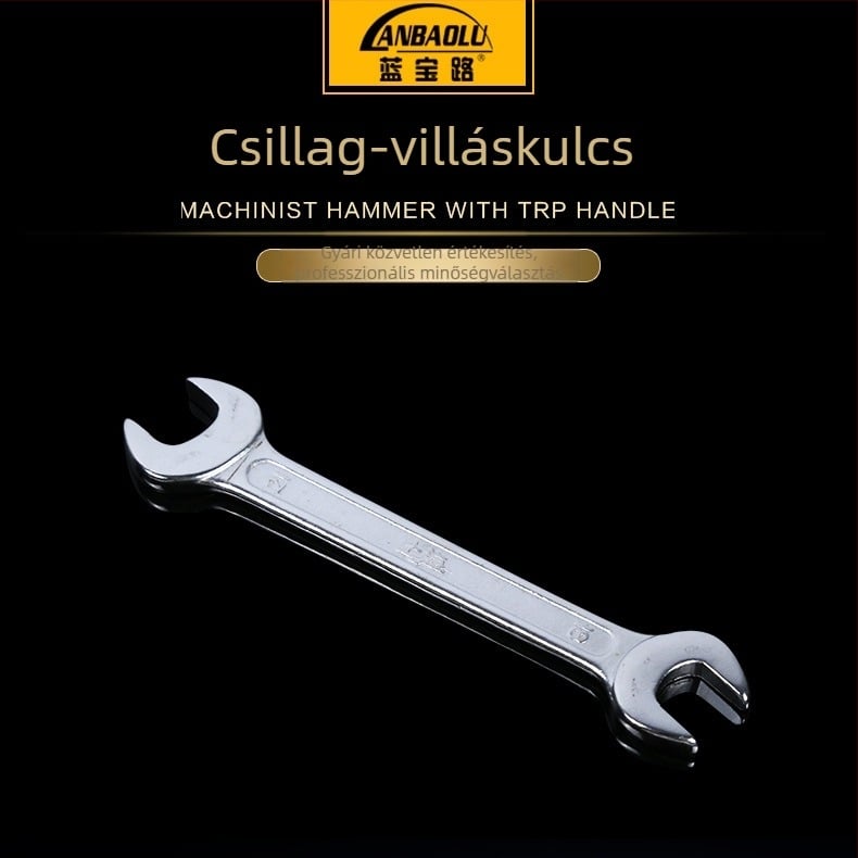 Kromizált bordázott acél kettős végű nyitott végű kulcs, több méret, strapabíró szerszám
