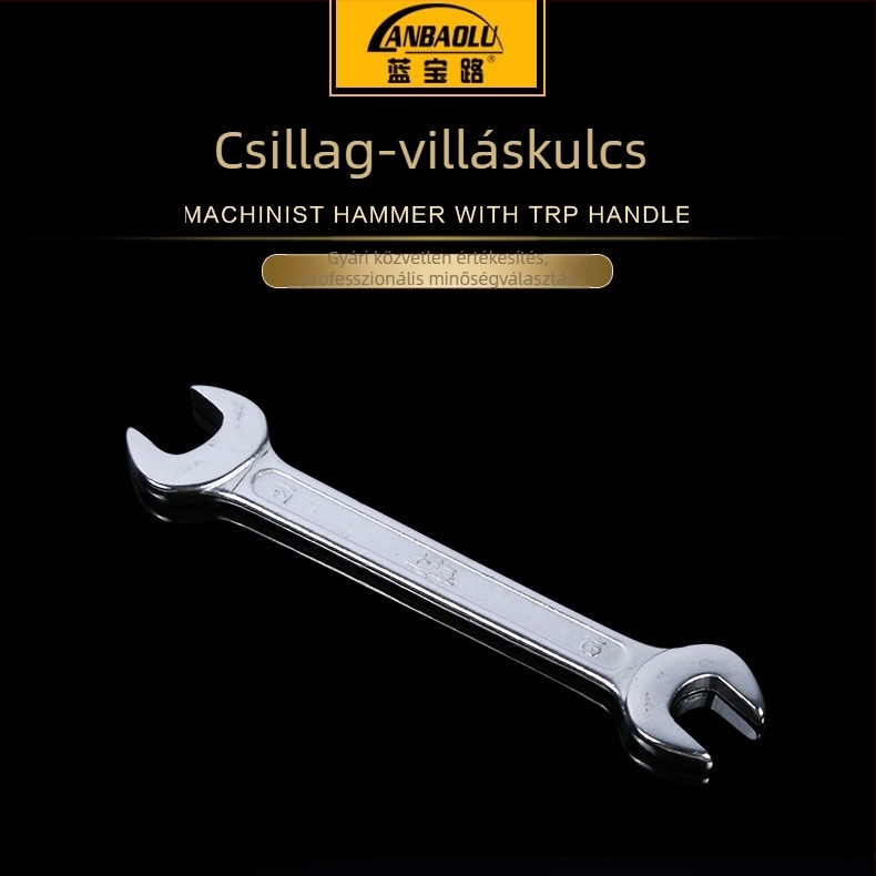 Kromizált bordázott acél kettős végű nyitott végű kulcs, több méret, strapabíró szerszám