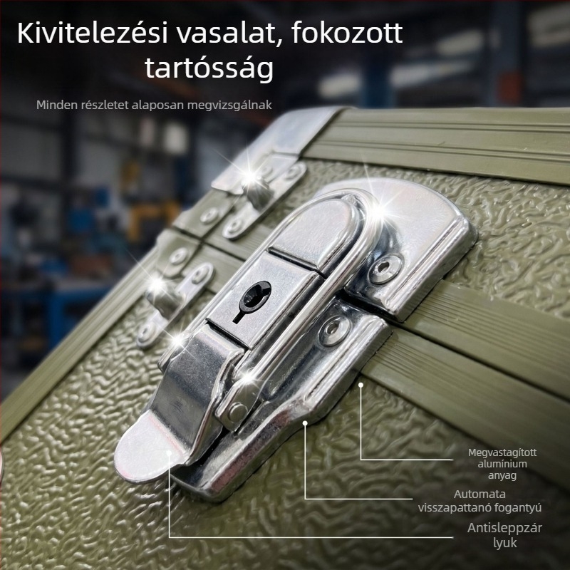 Alumínium-ötvözetű szerszámtároló készlet precíziós műszerekhez, testreszabható szerszámos doboz, dokumentumtároló, kis széf, hordozható tok