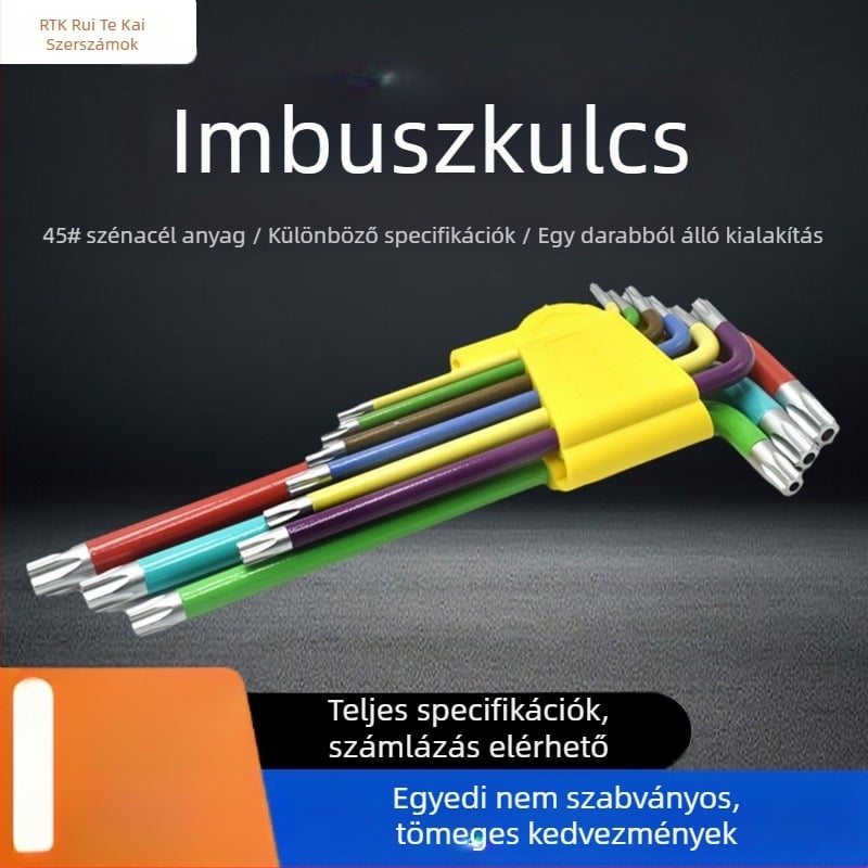 Hordozható 8 részes Torx és hatszögletű kulcskészlet összecsukható