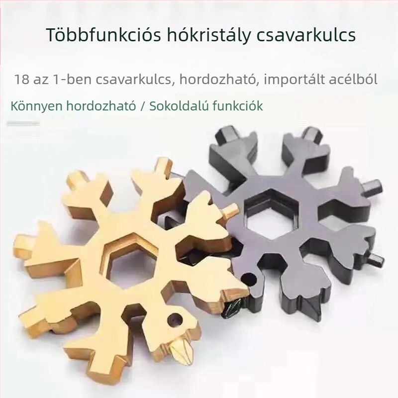 18 az 1-ben multifunkcionális hópehely alakú kulcs – hordozható otthoni eszköz üvegnyitóval
