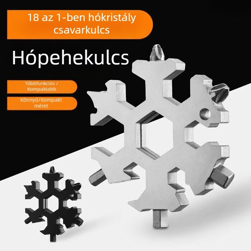 18 az 1-ben multifunkcionális hópehely alakú kulcs – hordozható otthoni eszköz üvegnyitóval