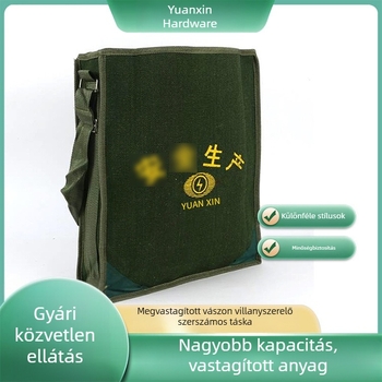 Vastag vászon szerszámkészlet villanyszerelőknek, z green hengeres táska