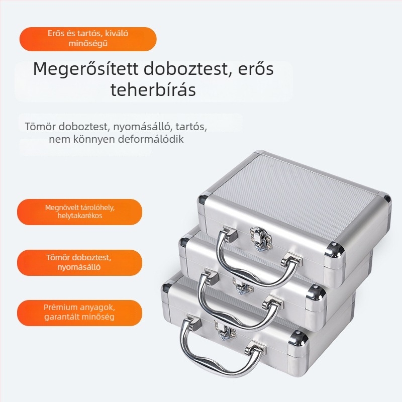 Zárható alumínium ötvözetű szerszámtároló doboz, multifunkcionális, nagy kapacitású