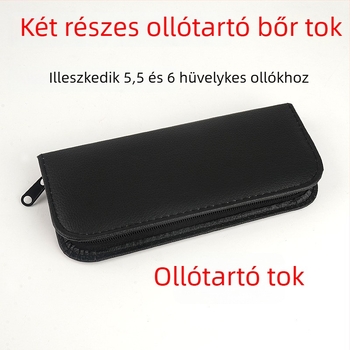 Furu bőr ollótároló táska fodrászathoz, két részes készlet