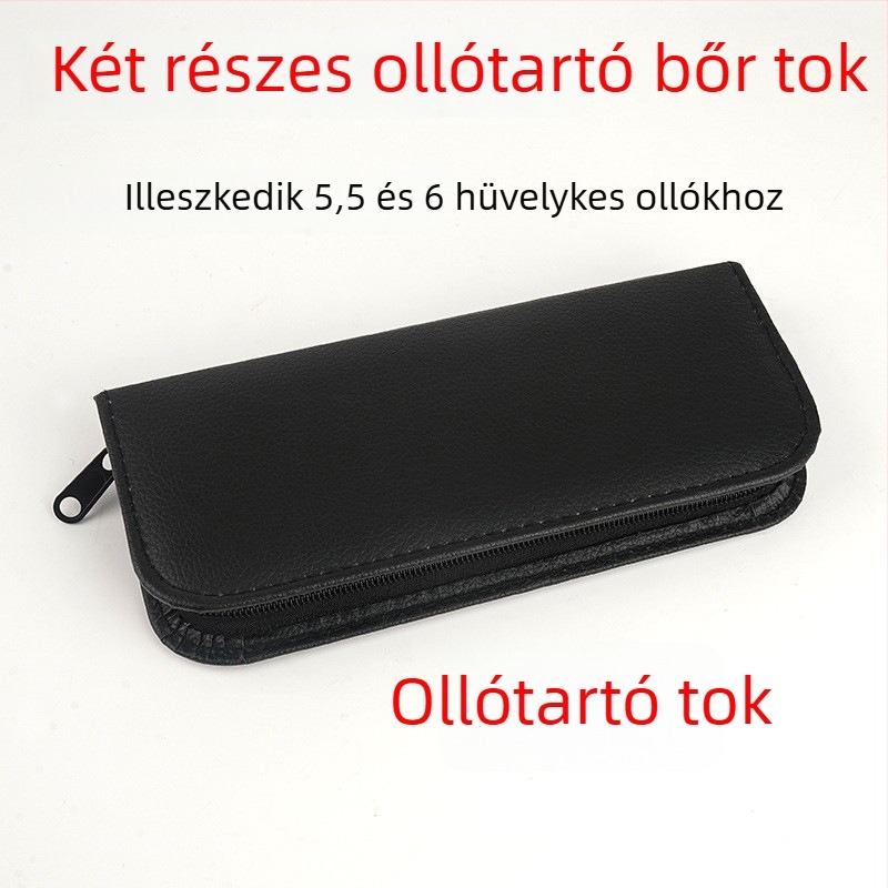 Furu bőr ollótároló táska fodrászathoz, két részes készlet