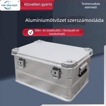Alumínium ötvözetes szerszámdoboz, hordozható ezüst színű tároló, teljes specifikációval