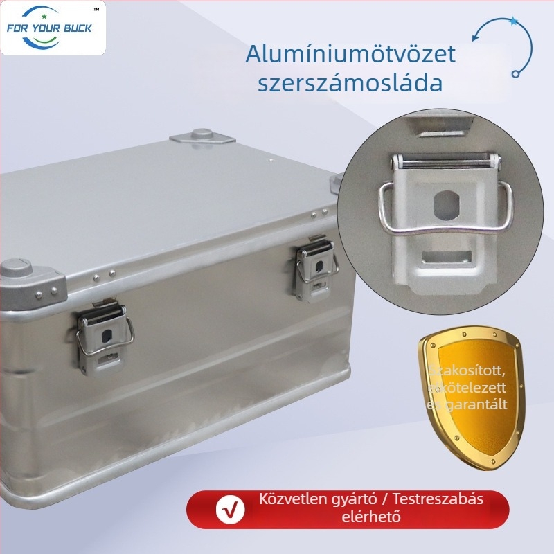Alumínium ötvözetes szerszámdoboz, hordozható ezüst színű tároló, teljes specifikációval