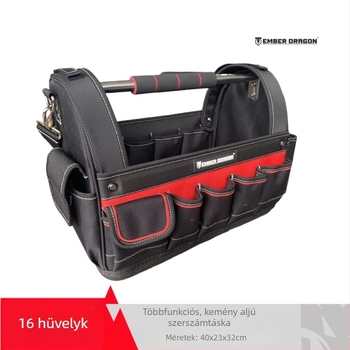 Jinlong 16 hüvelykes multifunkcionális szerszámtáska acélcső fogantyúval, villanyszerelő táska vállon vagy crossbody