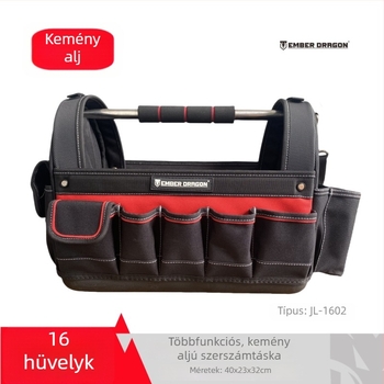 Jinlong 16 hüvelykes multifunkcionális szerszámtáska acélcső fogantyúval, villanyszerelő táska vállon vagy crossbody